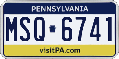PA license plate MSQ6741