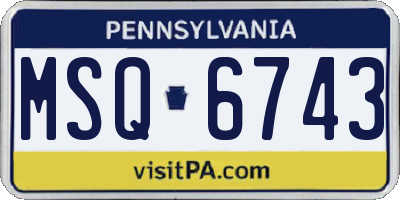 PA license plate MSQ6743