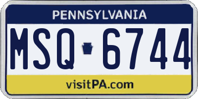 PA license plate MSQ6744