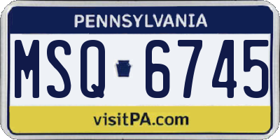 PA license plate MSQ6745