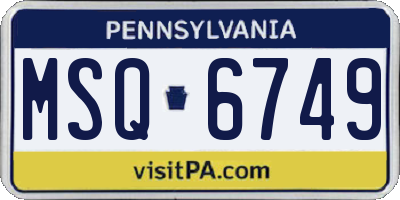 PA license plate MSQ6749