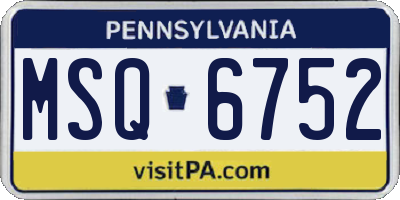 PA license plate MSQ6752