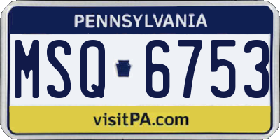 PA license plate MSQ6753