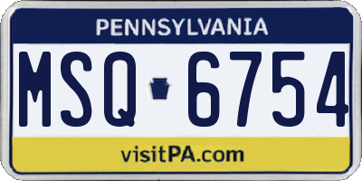 PA license plate MSQ6754