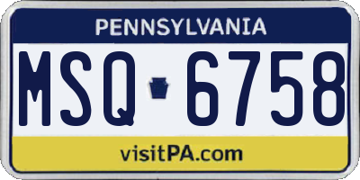 PA license plate MSQ6758