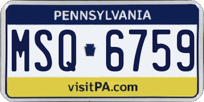 PA license plate MSQ6759