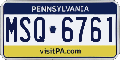 PA license plate MSQ6761