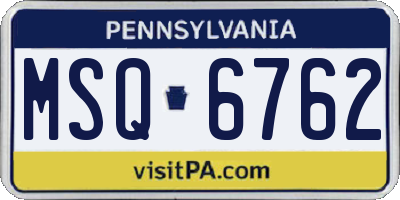 PA license plate MSQ6762