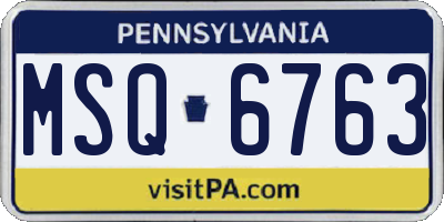 PA license plate MSQ6763