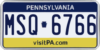PA license plate MSQ6766