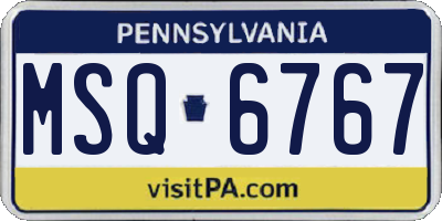 PA license plate MSQ6767