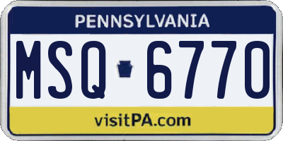 PA license plate MSQ6770