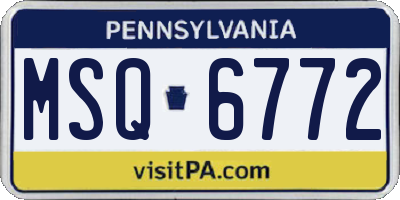 PA license plate MSQ6772