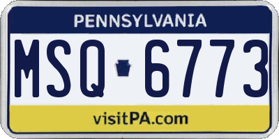 PA license plate MSQ6773