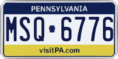 PA license plate MSQ6776