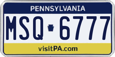 PA license plate MSQ6777