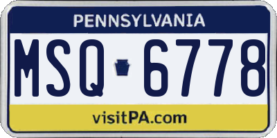 PA license plate MSQ6778