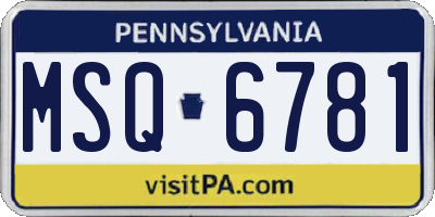 PA license plate MSQ6781