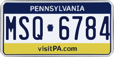 PA license plate MSQ6784