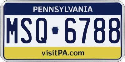PA license plate MSQ6788