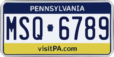 PA license plate MSQ6789