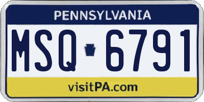 PA license plate MSQ6791