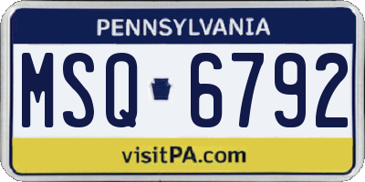 PA license plate MSQ6792