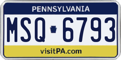 PA license plate MSQ6793