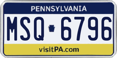 PA license plate MSQ6796