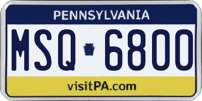 PA license plate MSQ6800