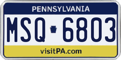 PA license plate MSQ6803