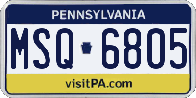 PA license plate MSQ6805