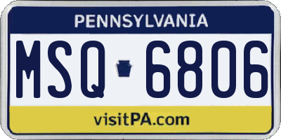 PA license plate MSQ6806