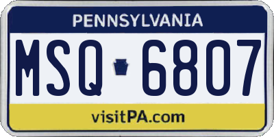 PA license plate MSQ6807