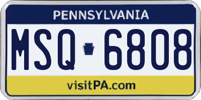PA license plate MSQ6808