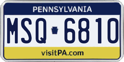 PA license plate MSQ6810