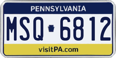 PA license plate MSQ6812