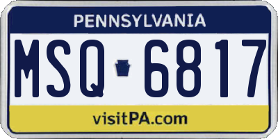 PA license plate MSQ6817