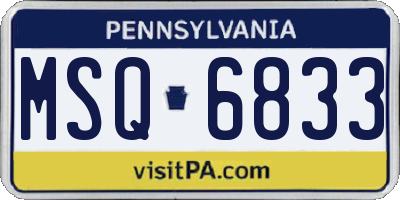 PA license plate MSQ6833