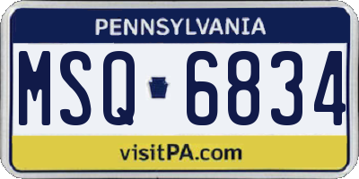 PA license plate MSQ6834