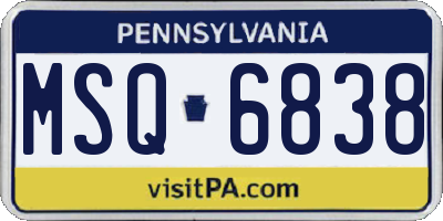 PA license plate MSQ6838