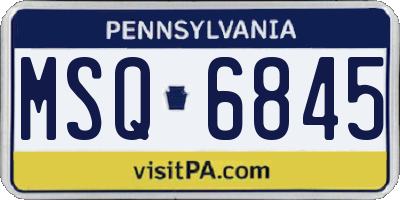 PA license plate MSQ6845