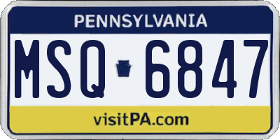 PA license plate MSQ6847