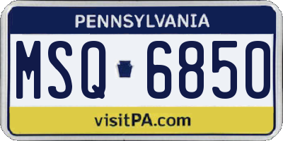 PA license plate MSQ6850