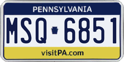 PA license plate MSQ6851