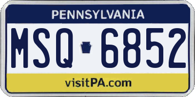 PA license plate MSQ6852