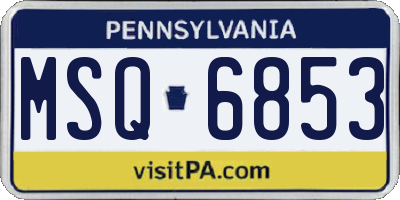 PA license plate MSQ6853