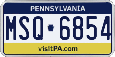 PA license plate MSQ6854