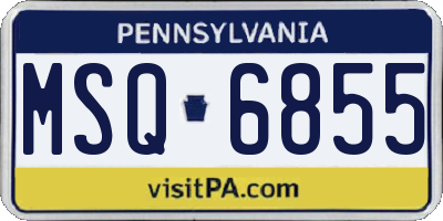 PA license plate MSQ6855