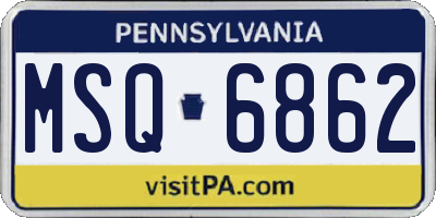 PA license plate MSQ6862